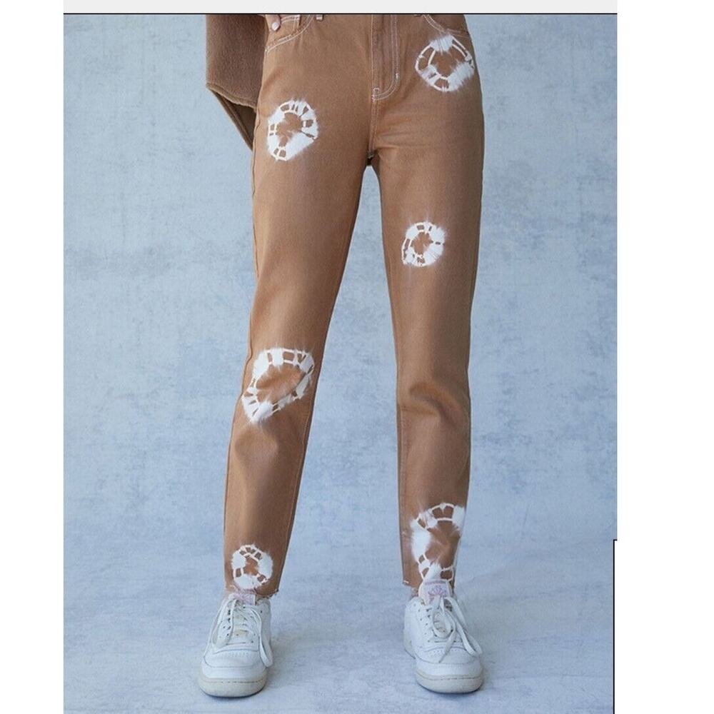 PACSUN Eco Tan Tie Dye Mom Jeans Ankle Rough Hem SZ 25